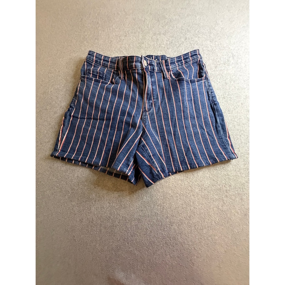 Universal Thread Womens High Rise Striped Denim Shorts Blue Red White Size 10/30